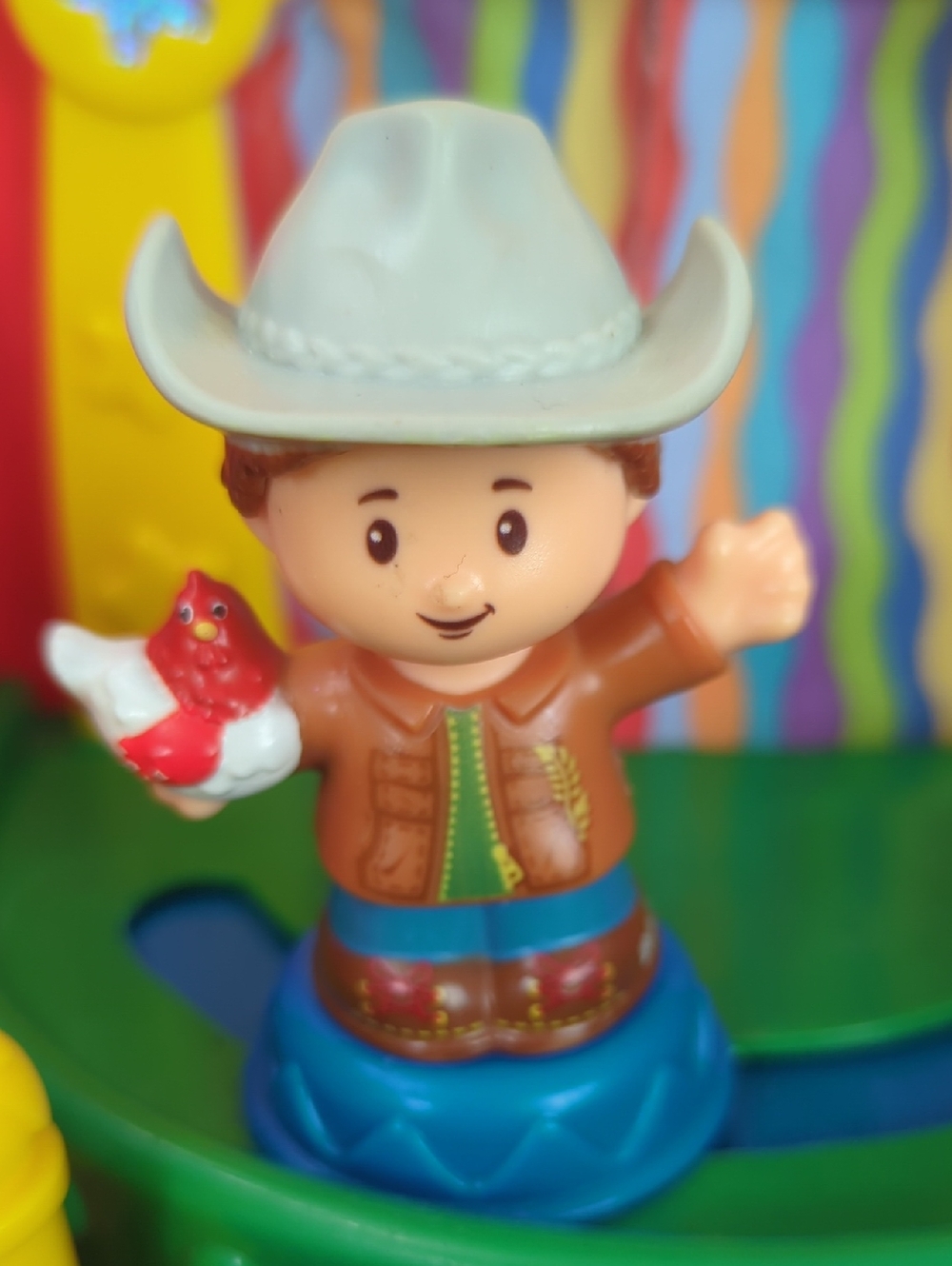 Little People - Kids Cowboy Figure Toy with Red Bird - Brown and White